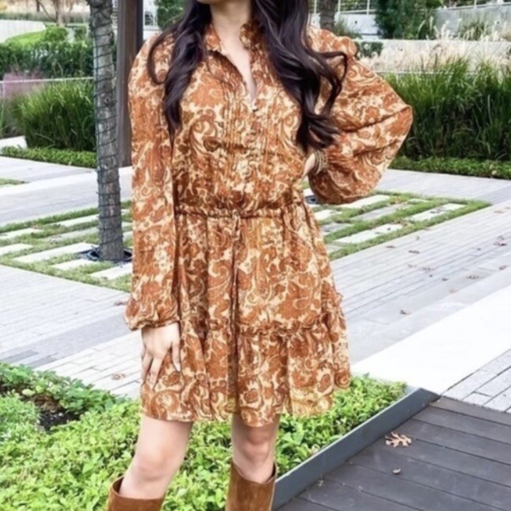 House of Harlow 1960 Rust Paisley Mini Dress